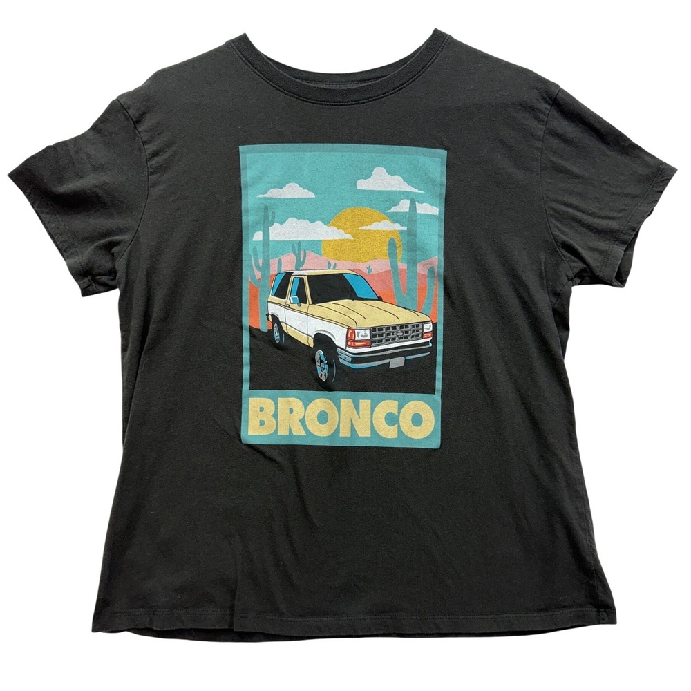 Ford Bronco Graphic Tee Women Large Black Short Sleeves Vintage Style Shirt